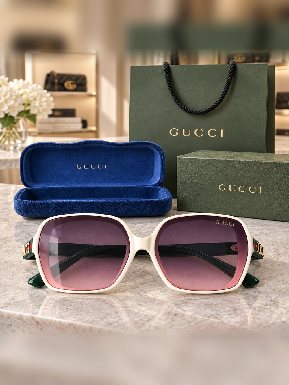 Gucci Ivory Purple Gradient Sunglasses - Picture 6 of 6